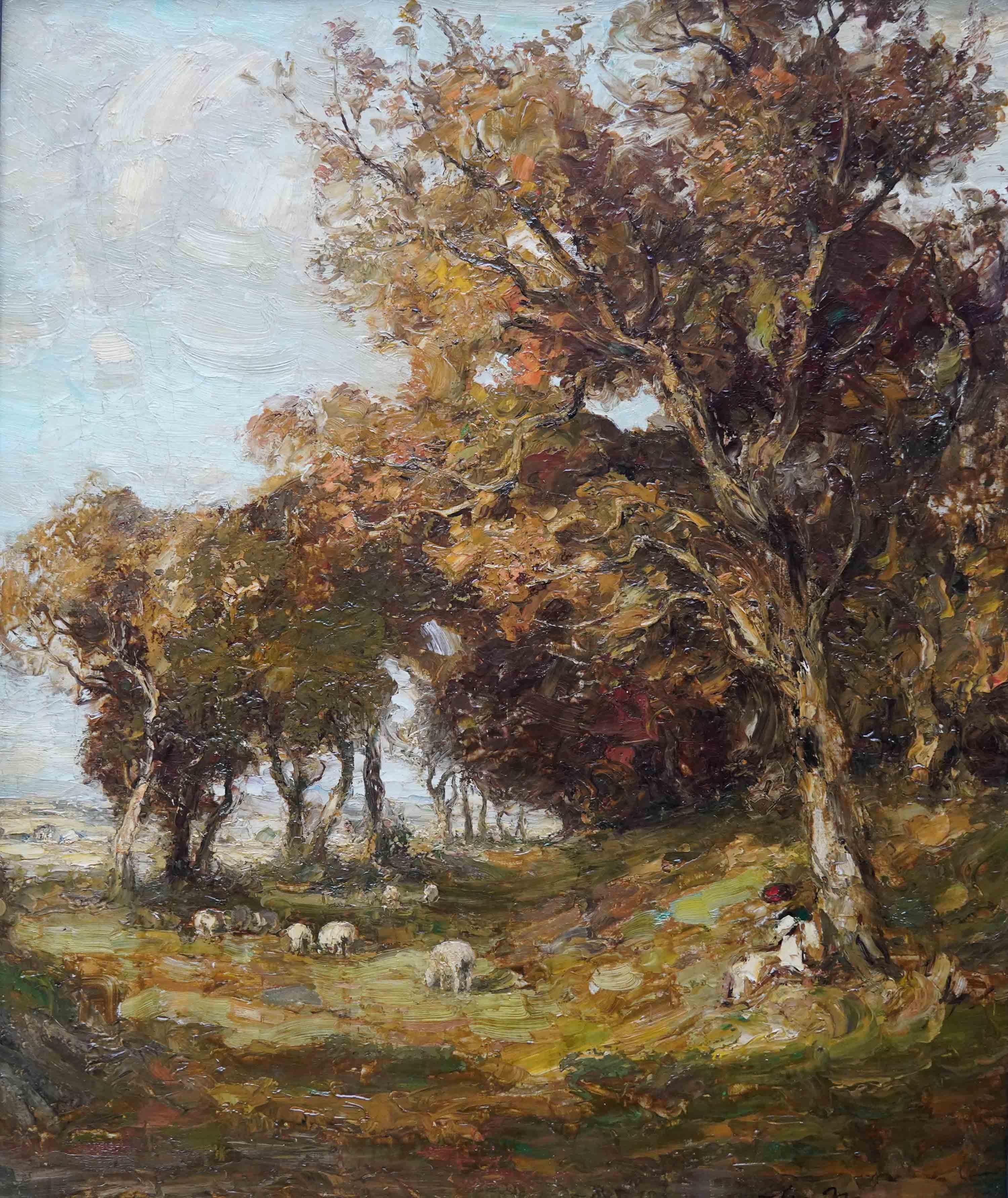 Landschaft mit Schafen – schottisches Ölgemälde von Kirkcudbright, 19. Jahrhundert  – Painting von William Mouncey
