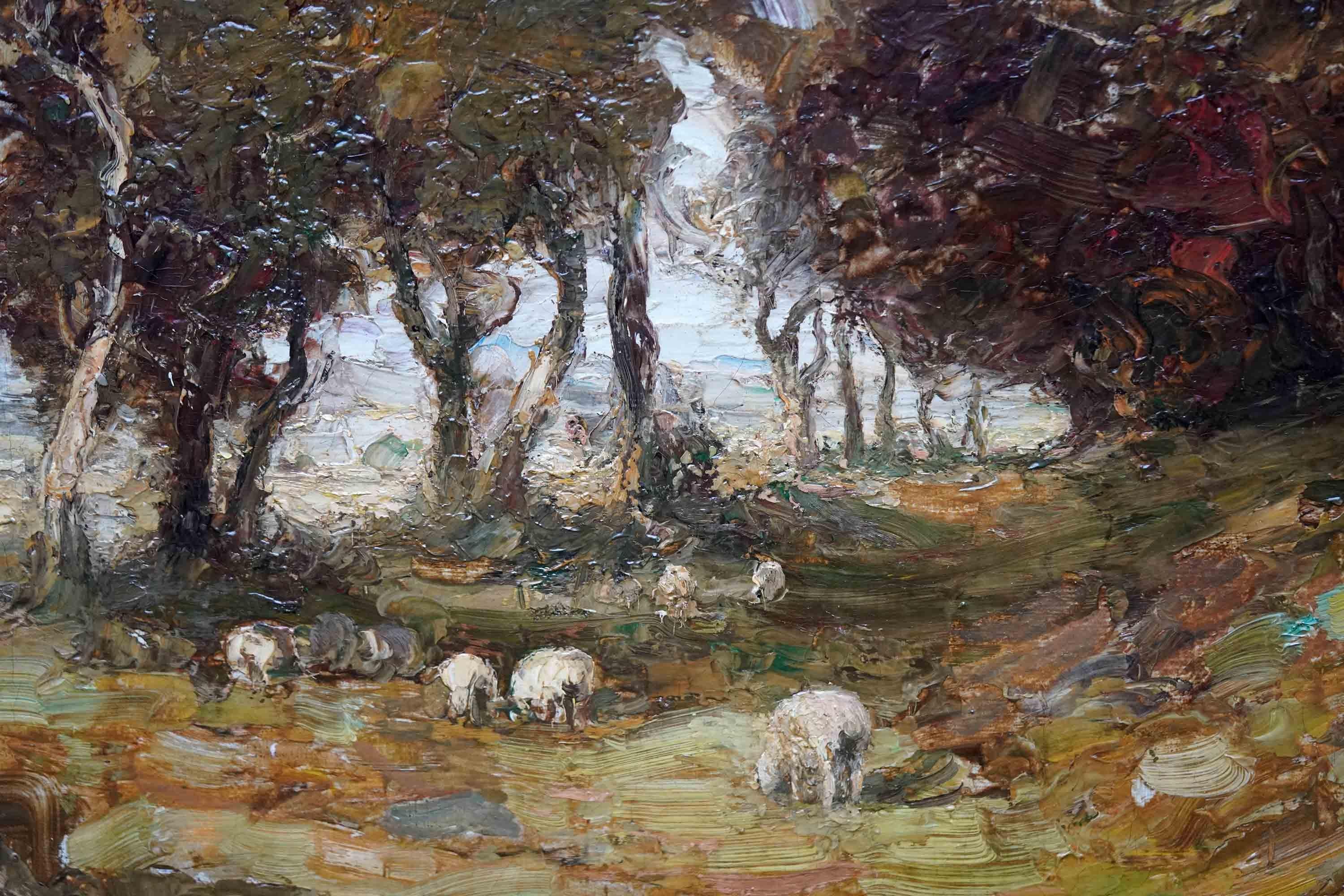 Landscape with Sheep - Scottish 19th century Kirkcudbright art oil painting  For Sale 2