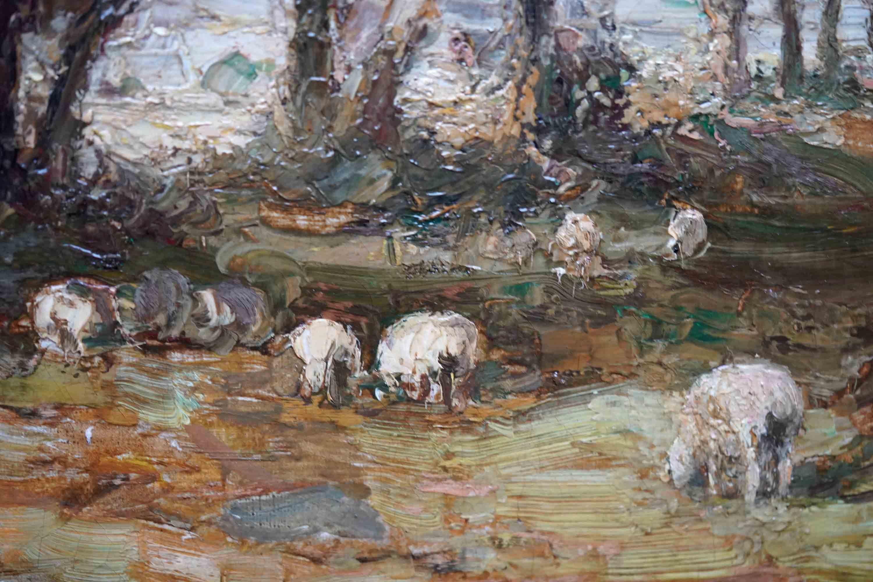 Landscape with Sheep - Scottish 19th century Kirkcudbright art oil painting  For Sale 4