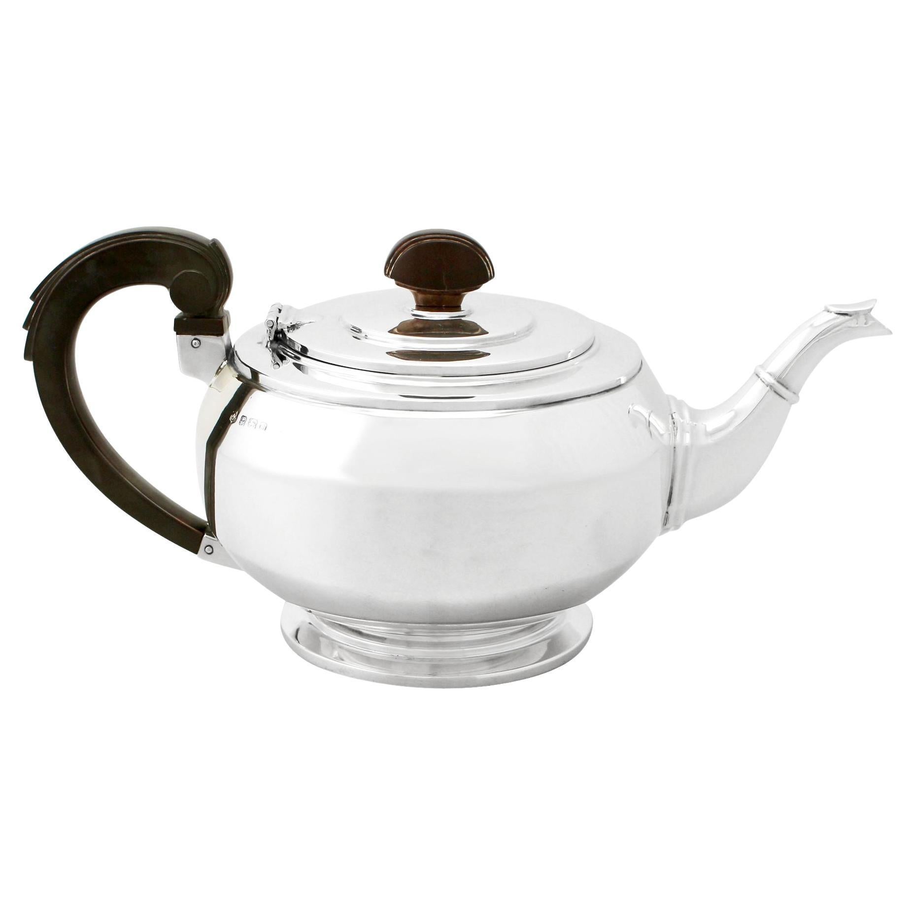 William Neale 
Son Ltd Art Deco English Sterling Silver Teapot