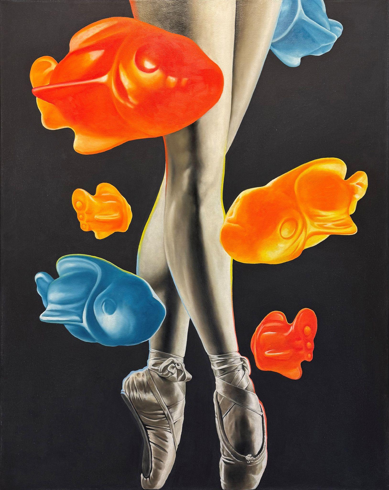 Figurative Painting di William Nelson - Ballando con i pesci