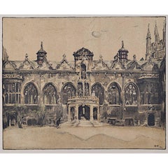 Oriel College, Oxford lithograph by William Nicholson