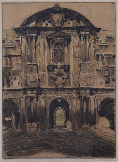 Antique St John's College, Oxford, Lithograph by William Nicholson
