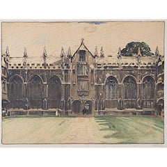 Antique University College, Oxford lithograph by William Nicholson