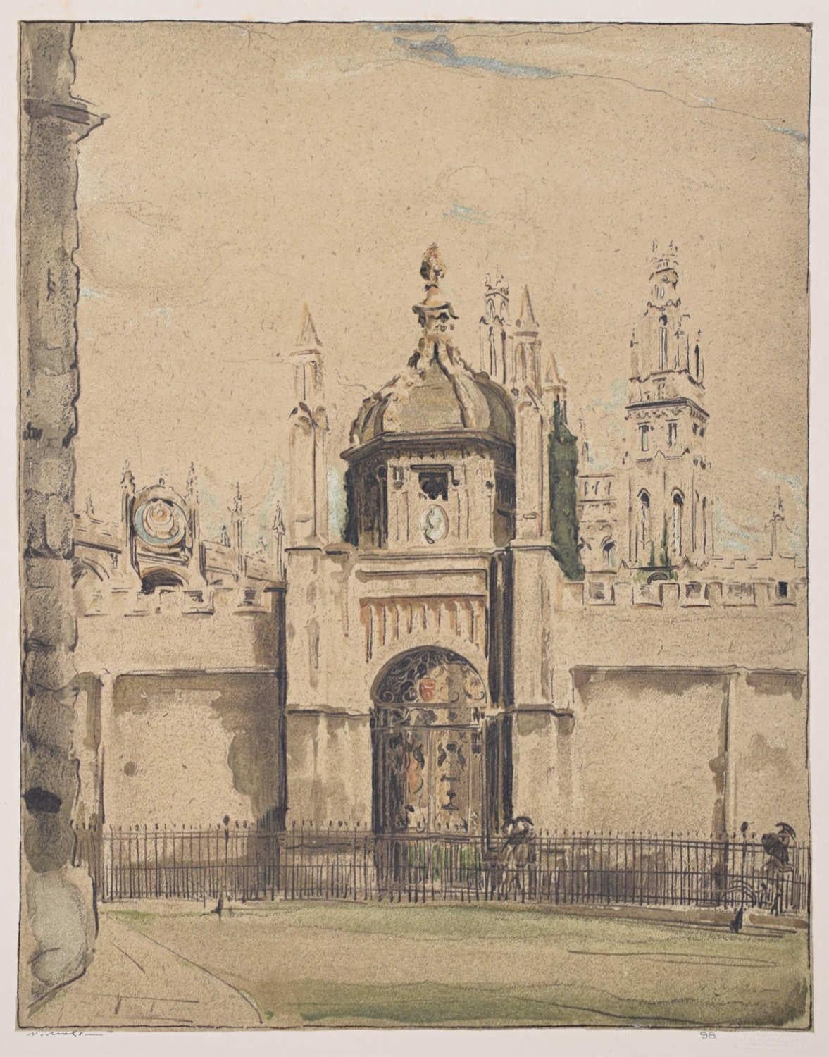 All Souls College, Oxford, William Nicholson lithograph 1905  Stafford Gallery