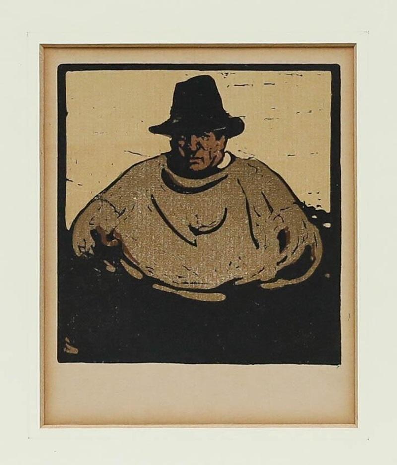 Sir William Nicholson (1872-1949) - Lithographie du début du XXe siècle, Un pêcheur en vente 1