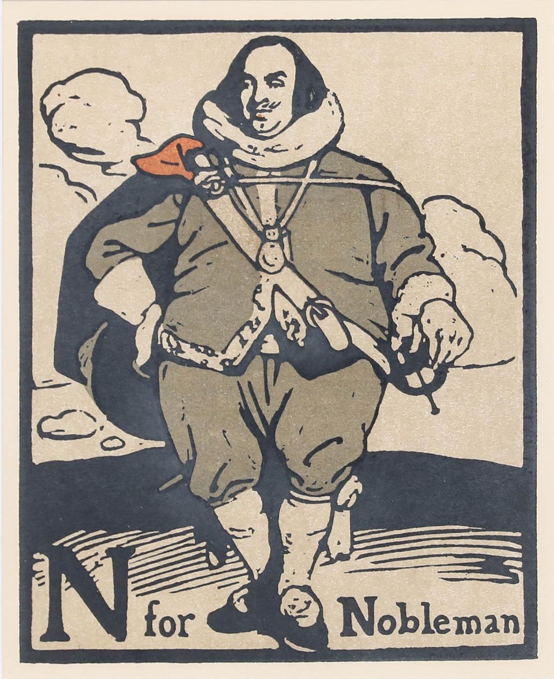 Sir William Nicholson (1872-1949) - Lithographie du début du XXe siècle, N pour Nobleman en vente 1