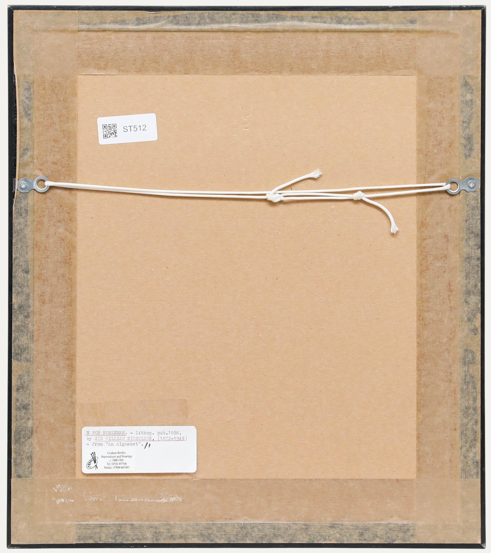 Sir William Nicholson (1872-1949) - Lithographie du début du XXe siècle, N pour Nobleman en vente 2