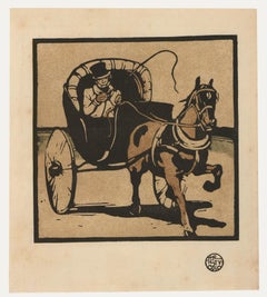 Sir William Nicholson (1872-1949) - Holzschnitt des frühen 20. Jahrhunderts, Das Cabriolet