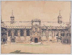 Wadham College, Oxford, William Nicholson lithograph 1905 for Stafford Gallery