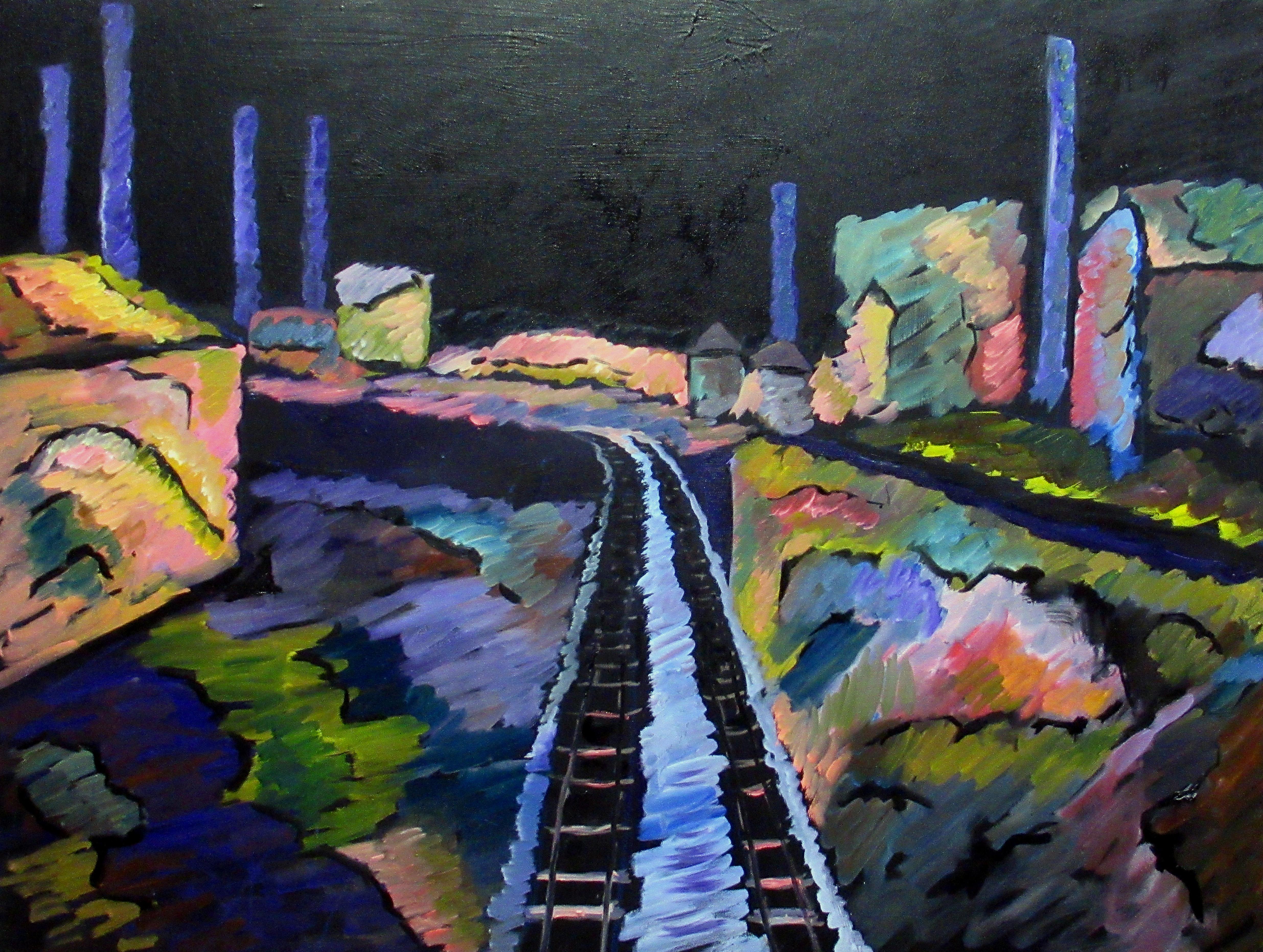 William O'Connor Abstract Painting – OUT ON THE EDGE OF DARKNESS - Kalifornisch inspiriertes fauvistisches Ölgemälde