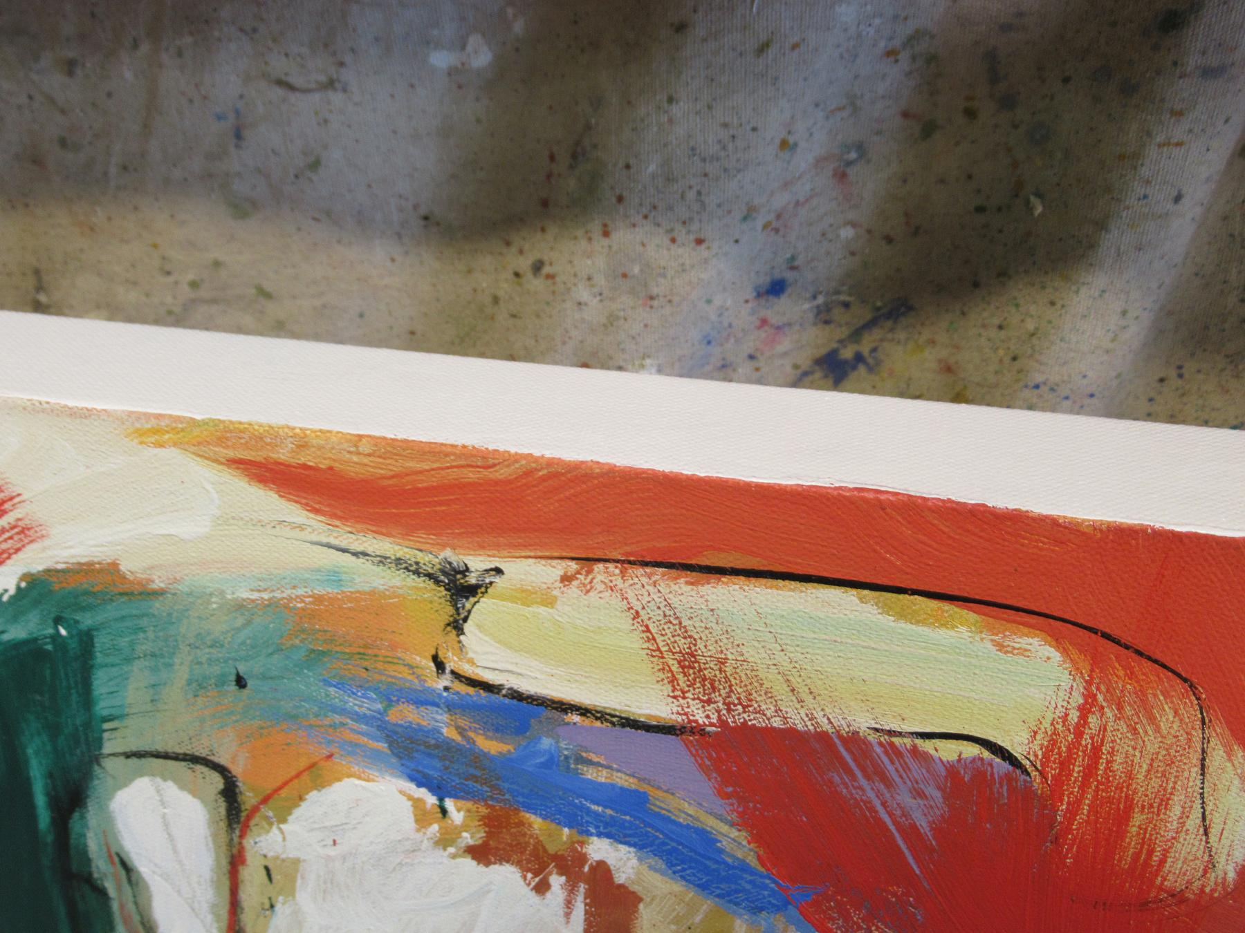 Peinture expressionniste abstraite contemporaine rouge originale signée SONGBIRDS en vente 6
