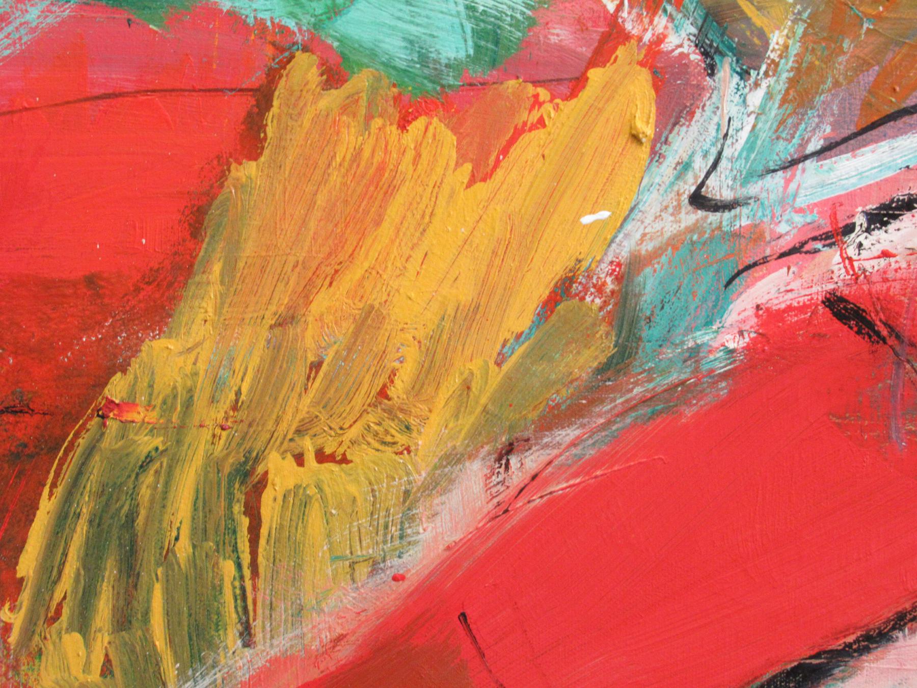 Peinture expressionniste abstraite contemporaine rouge originale signée SONGBIRDS - Painting de William O'Connor