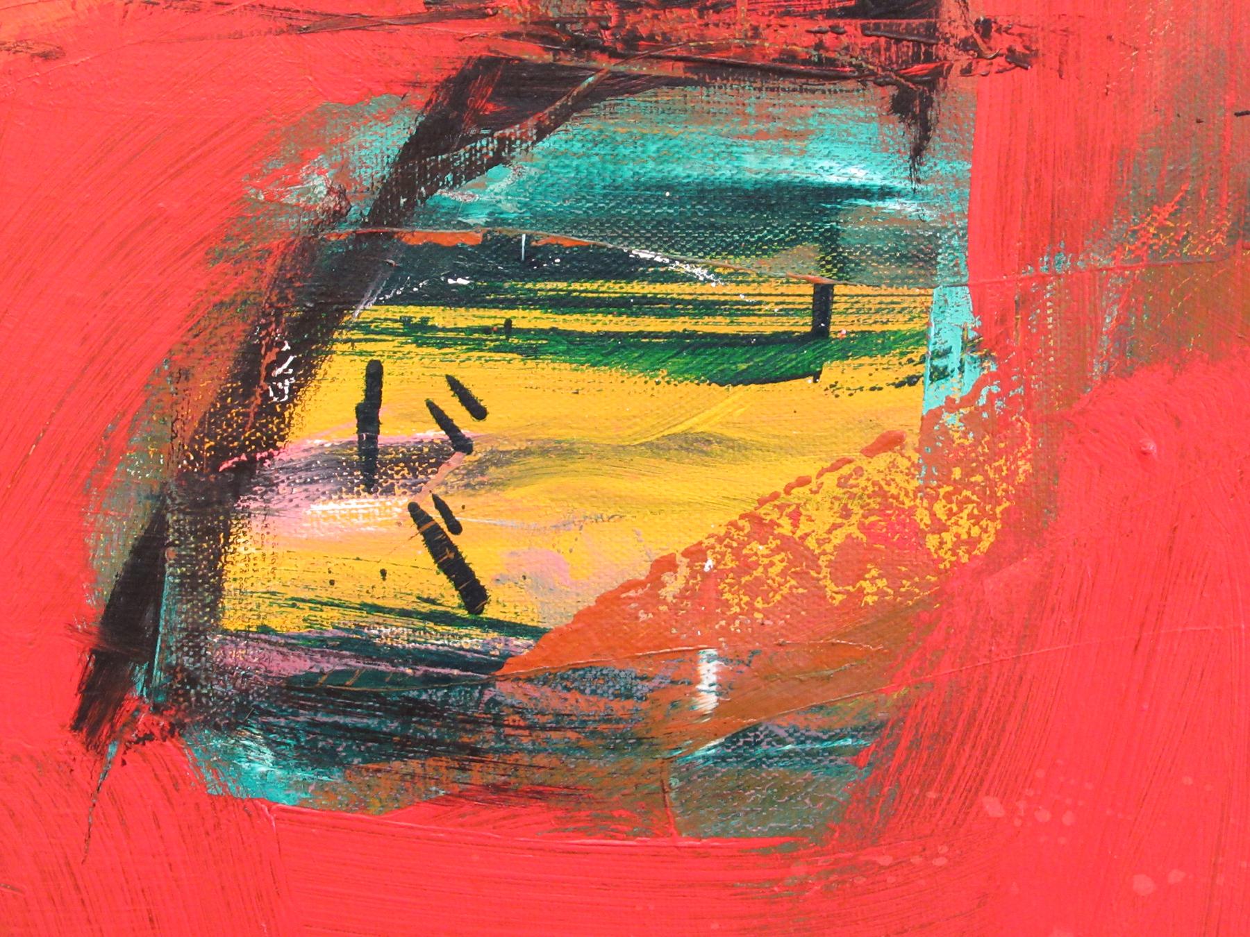 Peinture expressionniste abstraite contemporaine rouge originale signée SONGBIRDS - Expressionnisme abstrait Painting par William O'Connor