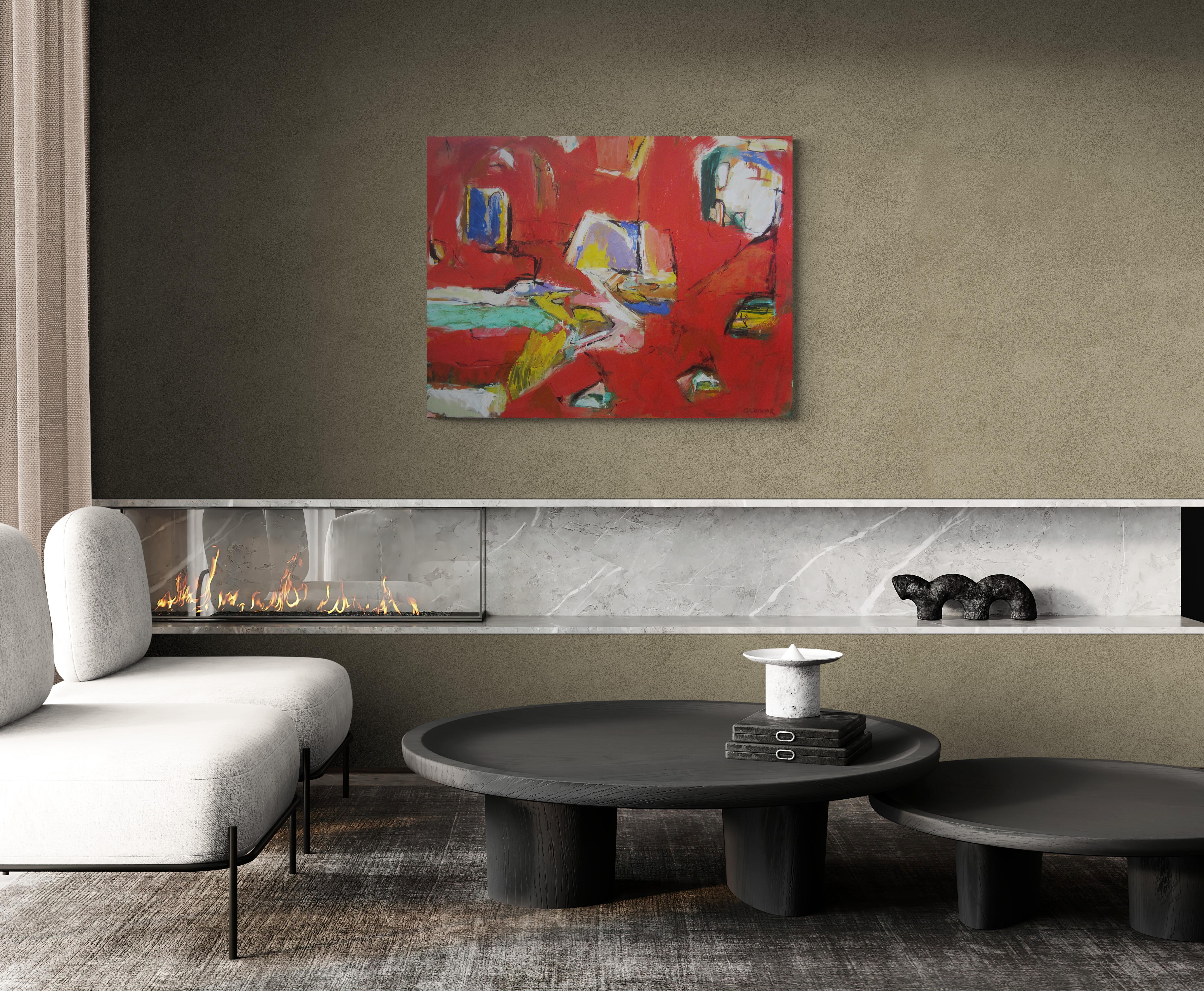 Peinture expressionniste abstraite contemporaine rouge originale signée SONGBIRDS en vente 8