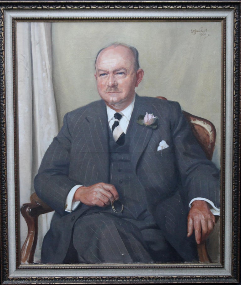 William Oliphant Hutchinson Portrait Painting - Portrait of a Gentleman - Scottish oil painting mid 20th century art