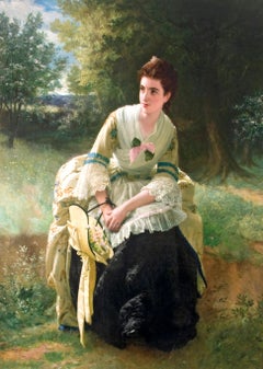 19th Century Academic Portrait of a Woman, "Flower Gathering"