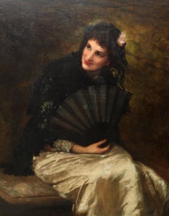 Portrait d'une beauté espagnole - Peinture à l'huile d'un portrait de femme de style victorien britannique