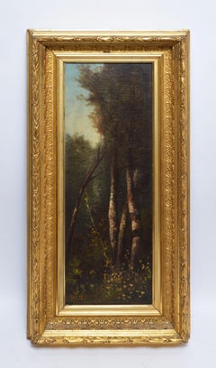 Antique Hudson River School Forest Interior Landscape by William Ongley