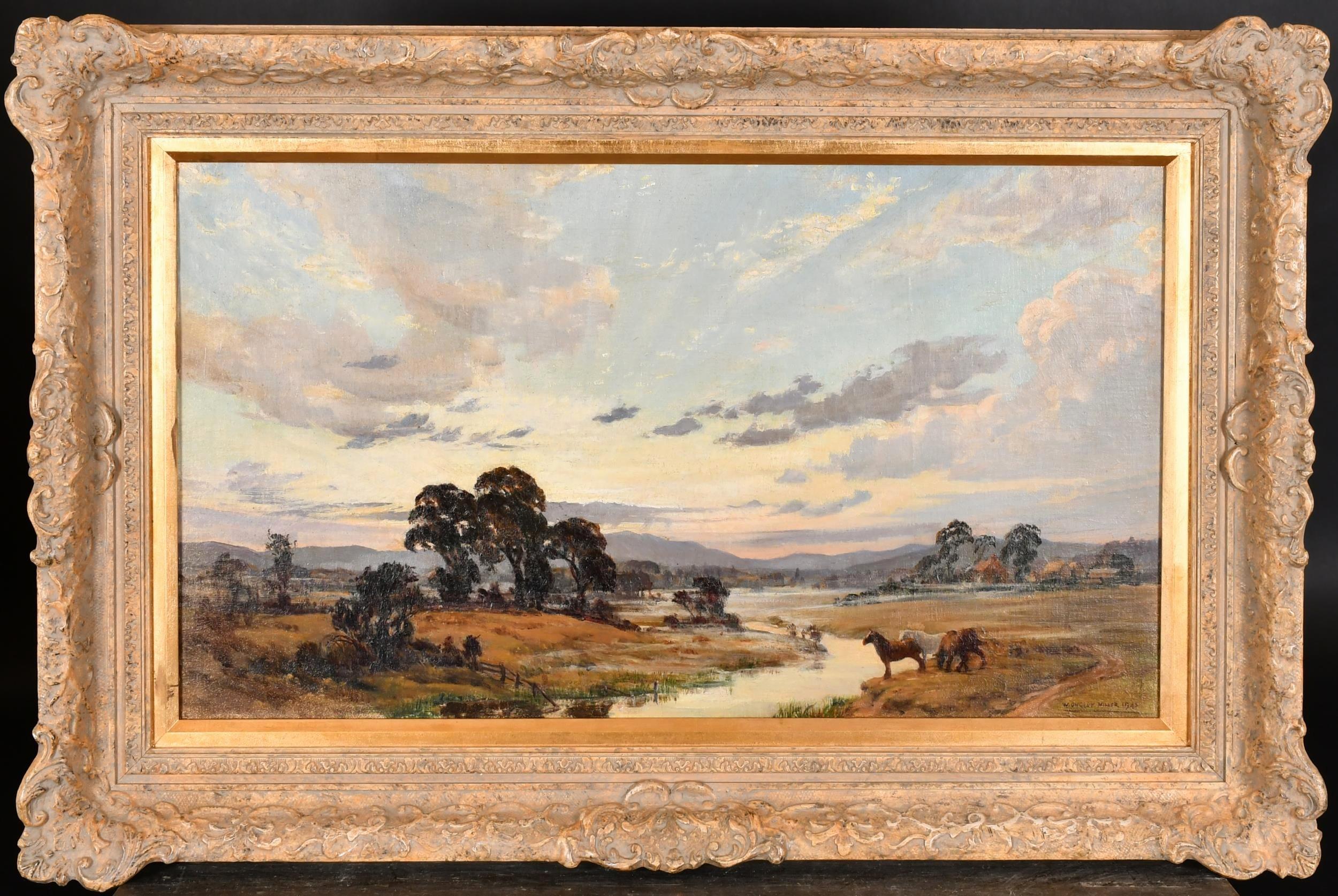 Sonnenuntergang auf der Cheshire Plain - Große impressionistische Pferde in Landschaftsgemälde