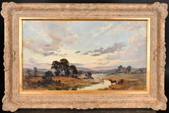 Tramonto sulla pianura del Cheshire - Cavalli impressionisti di grandi dimensioni in pittura di paesaggio