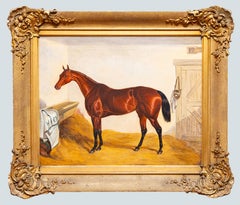 Cheval de course dans une écurie, William Osborne RHA, artiste irlandais, 1823 - 1901