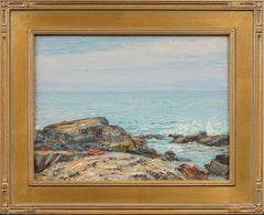 Antique American Impressionist Coastal Beach Seascape Framed Signed Oil Painting