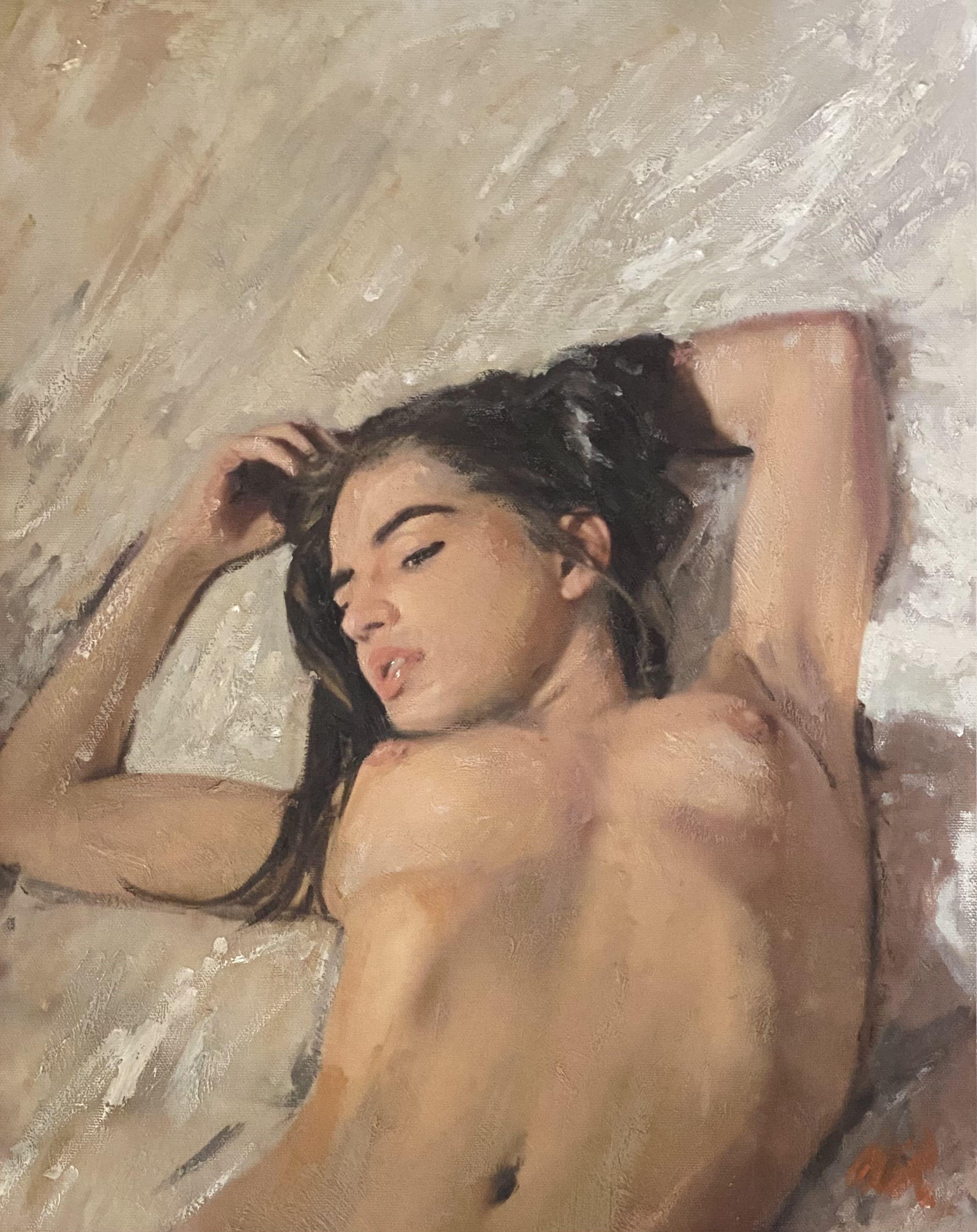 Pittura, Olio su tela, dipinto, Verso il limite - Painting di William Oxer F.R.S.A.