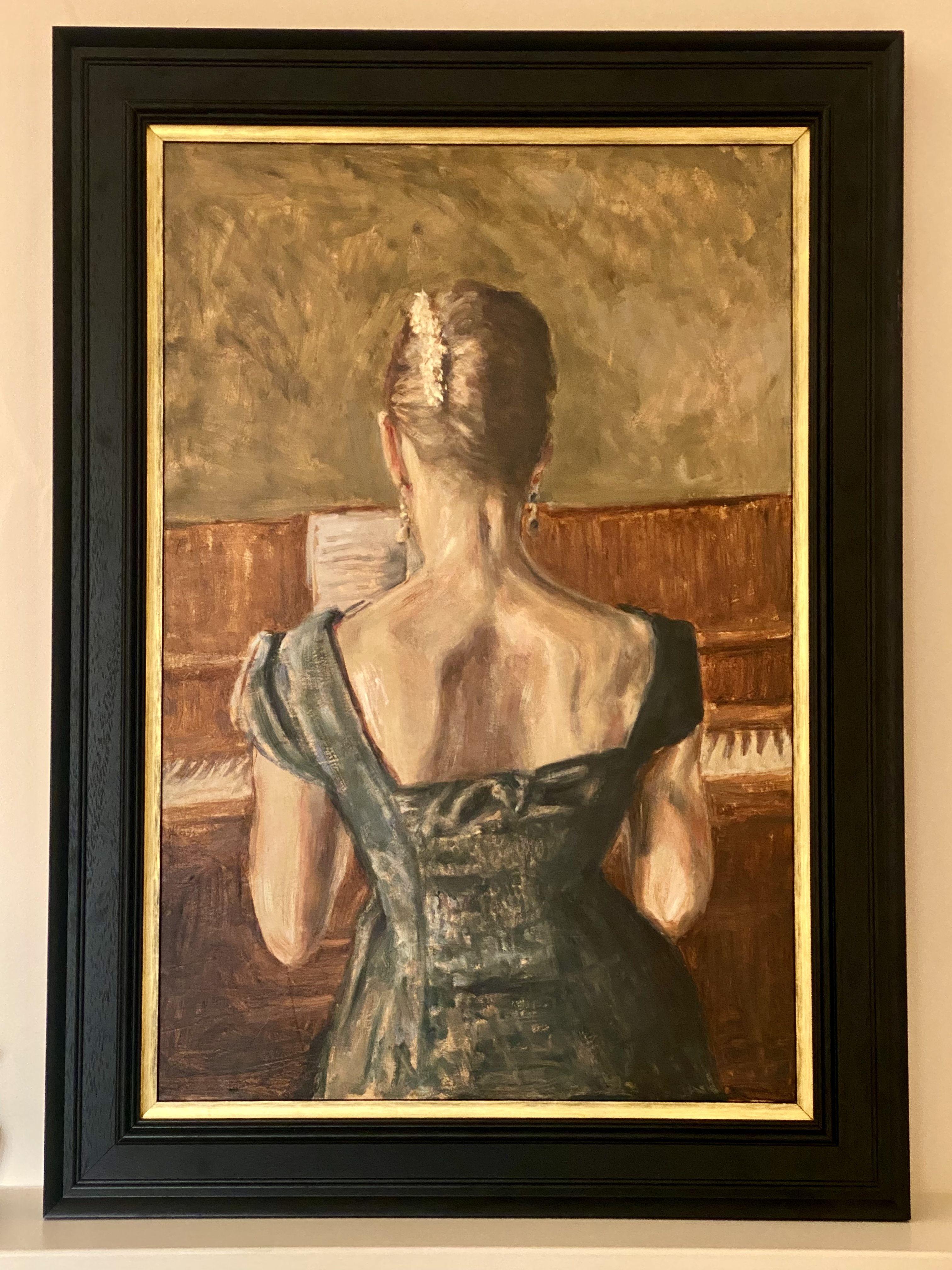 'Et L'Esprit Ailleurs' (E la mente altrove), Pittura, Olio su tela - Painting di William Oxer F.R.S.A.