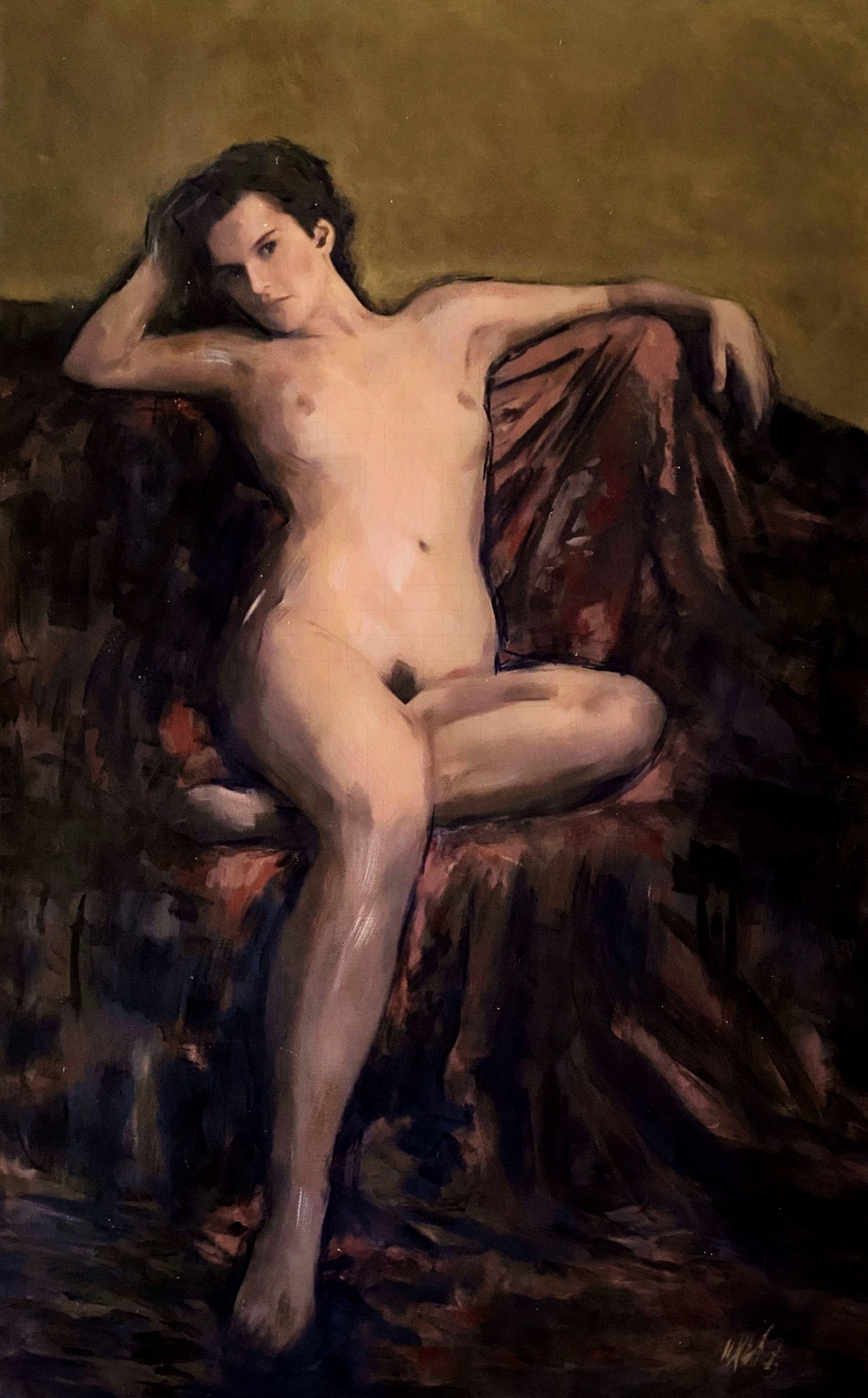 Soñador sin límites", Pintura, Óleo sobre lienzo - Painting de William Oxer F.R.S.A.