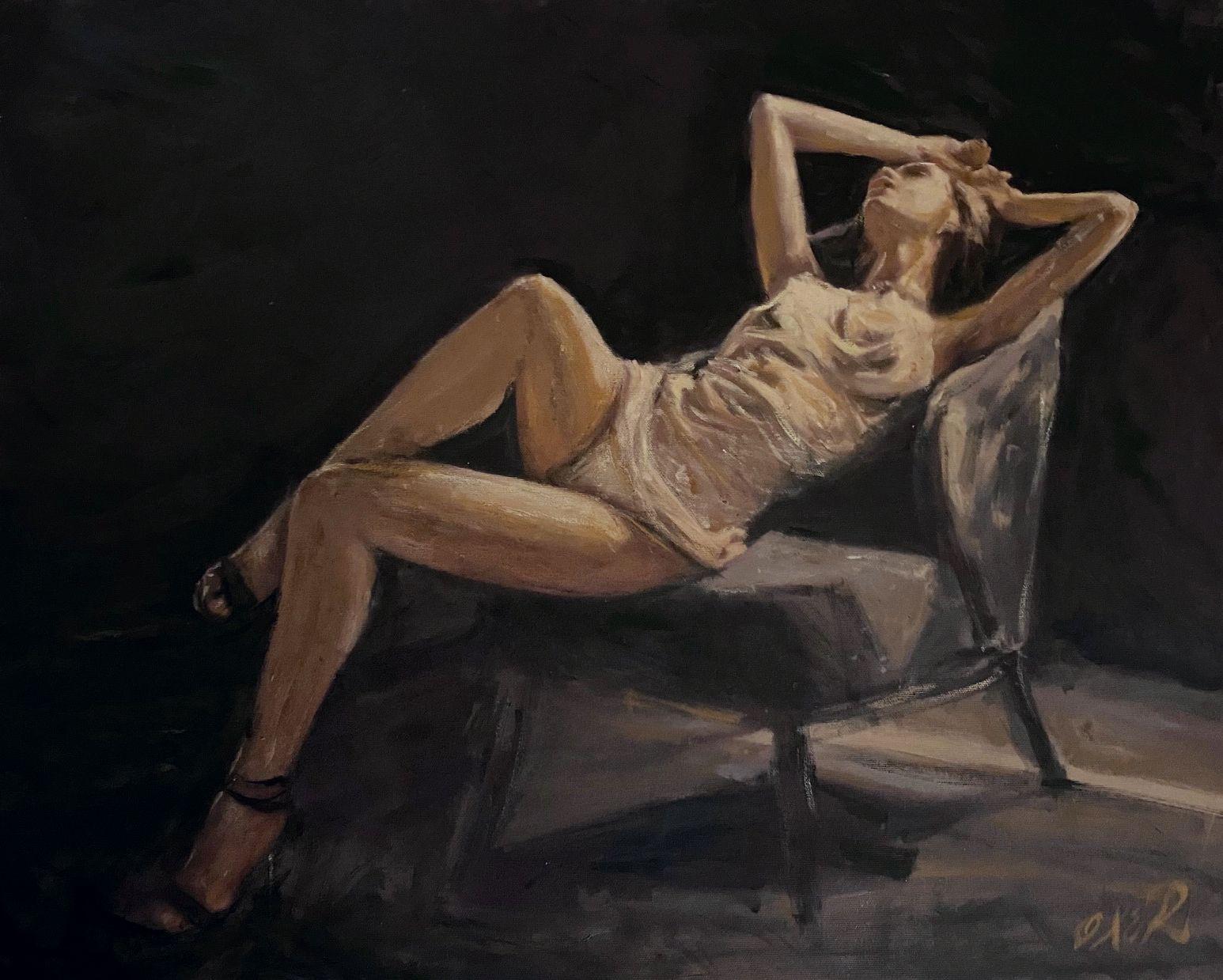 Mémoires de nuit, peinture, huile sur toile - Painting de William Oxer F.R.S.A.