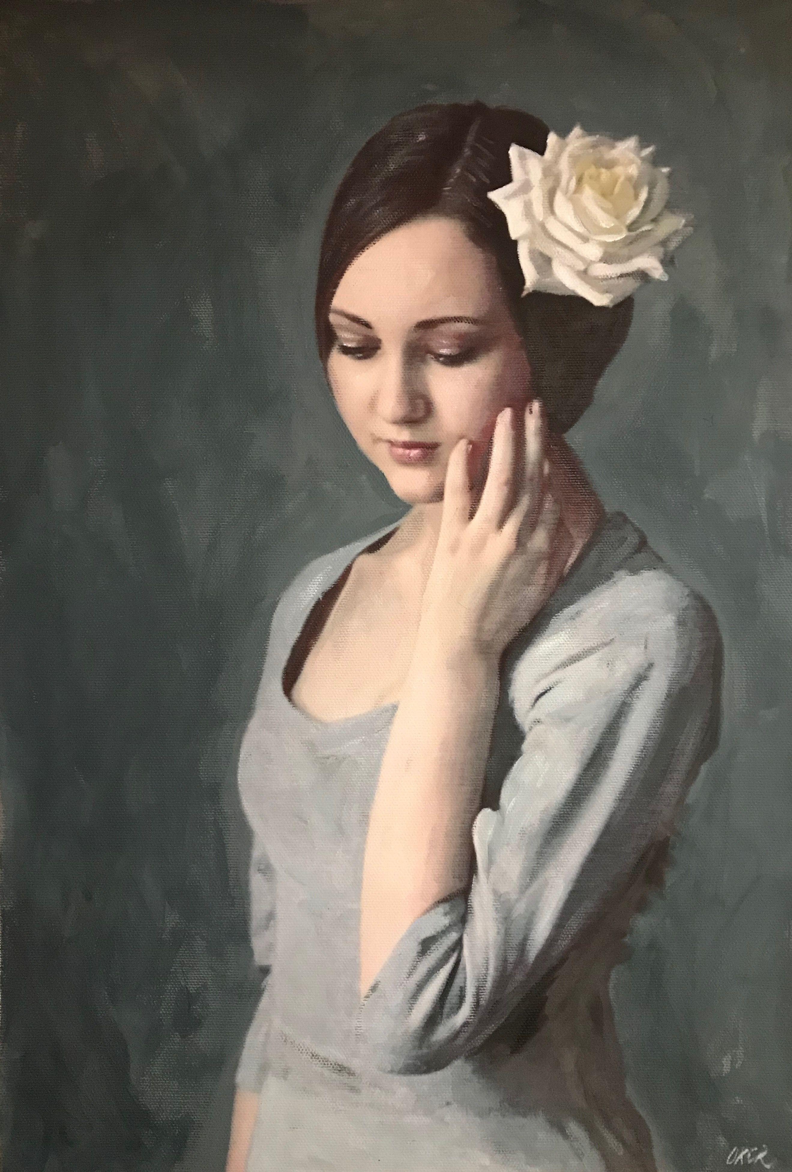 Gorrión de alas plateadas, Pintura, Acrílico sobre lienzo - Painting de William Oxer F.R.S.A.