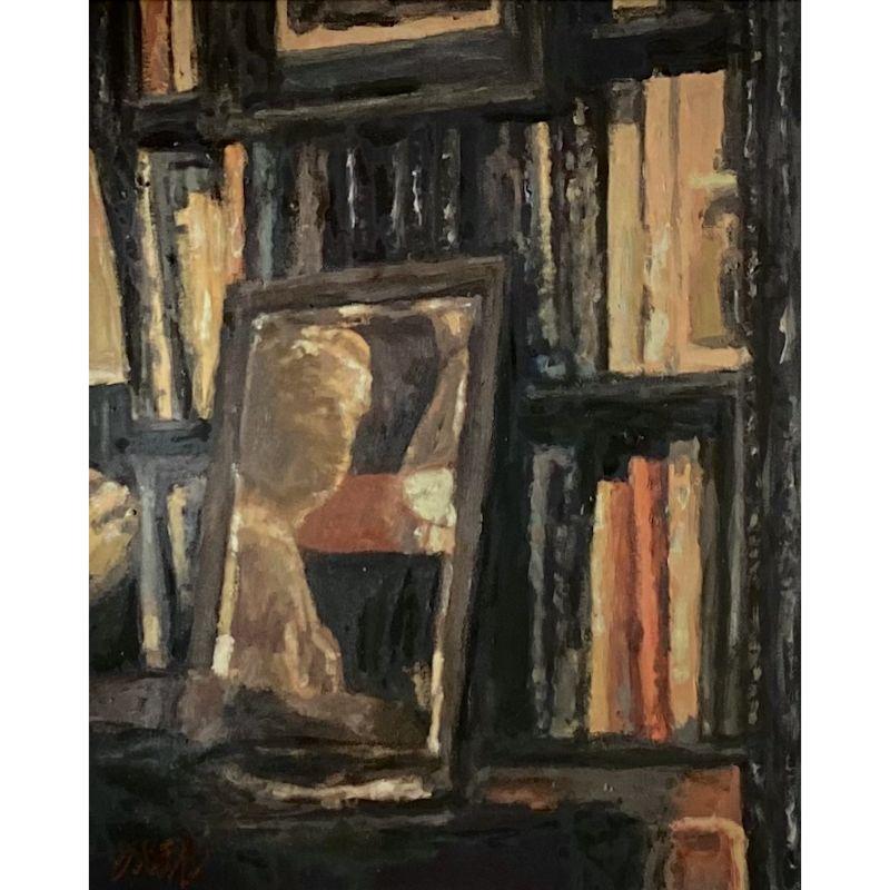 William Oxer F.R.S.A. The Old Bookcase, Painting, Oil on Canvas For