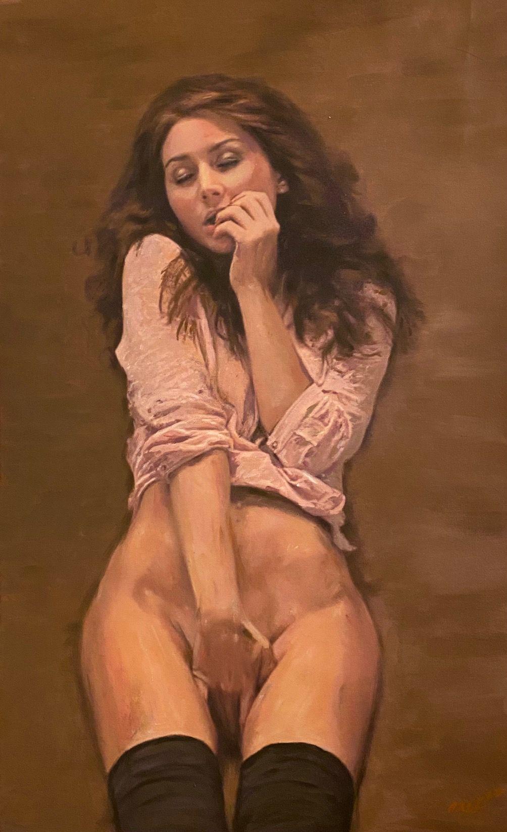 „Turning The Pages“, Gemälde, Acryl auf Leinwand – Painting von William Oxer F.R.S.A.