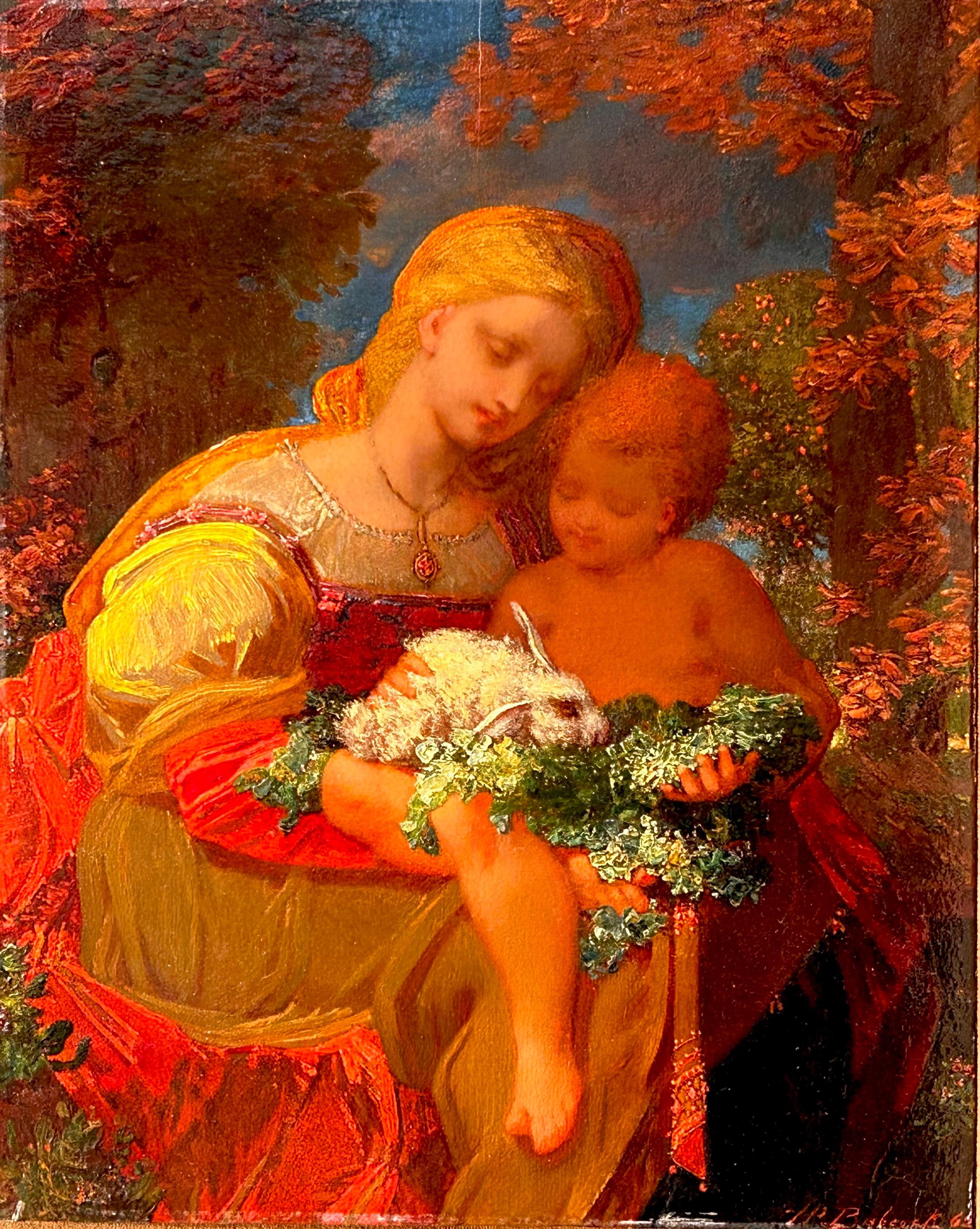 Dare da mangiare ai conigli - Figurative Painting Marrone di William P Babcock