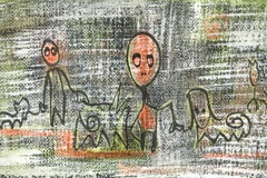 William P. Katz, "Imbarazzo per aver portato a spasso il cane" Acrilico e inchiostro su lino 1961