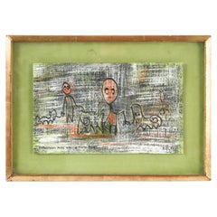 William P. Katz, "Embarrassed Over Walking the Dog" Acrylic & Ink on Linen 1961