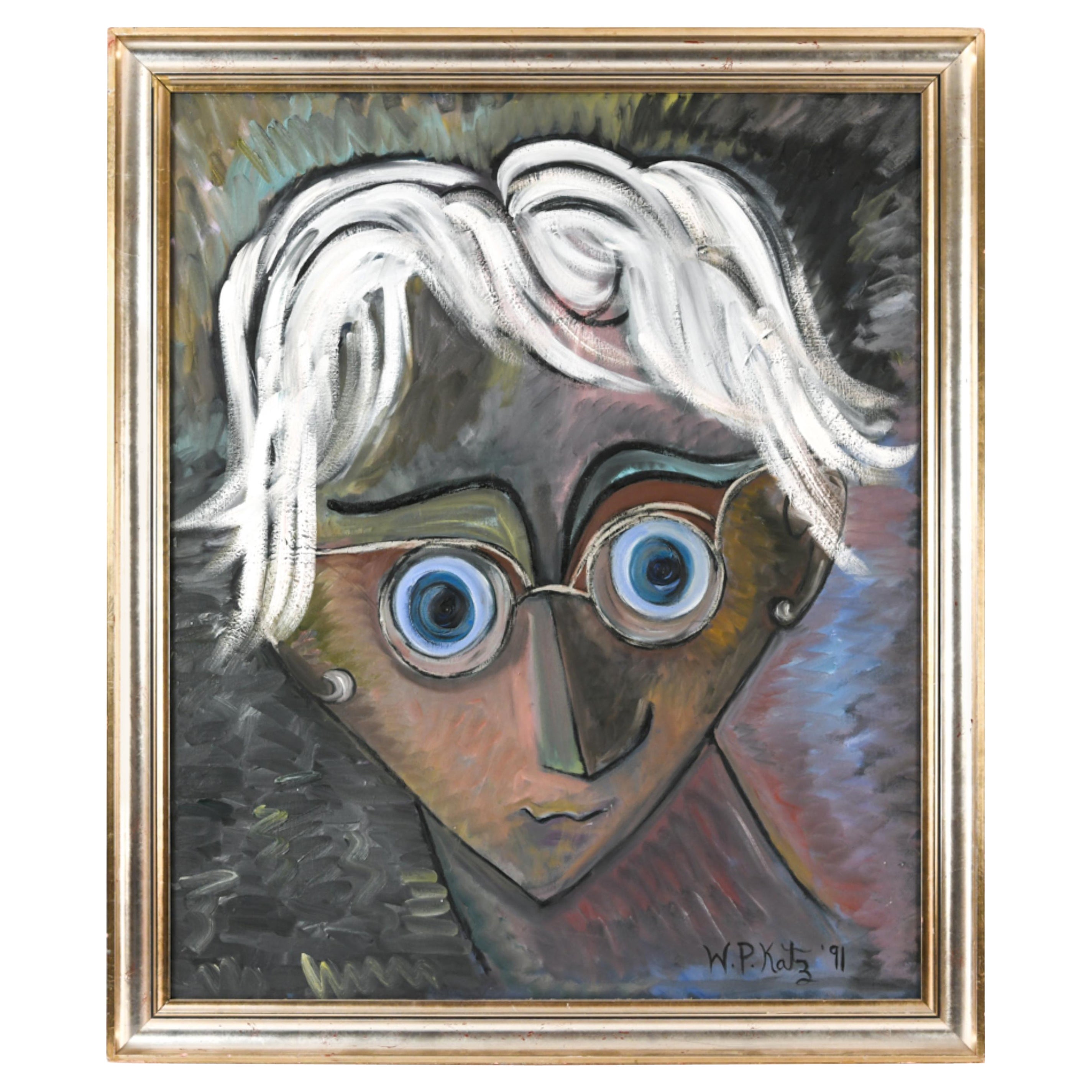William P. Katz Oil on Canvas Portrait, 1991