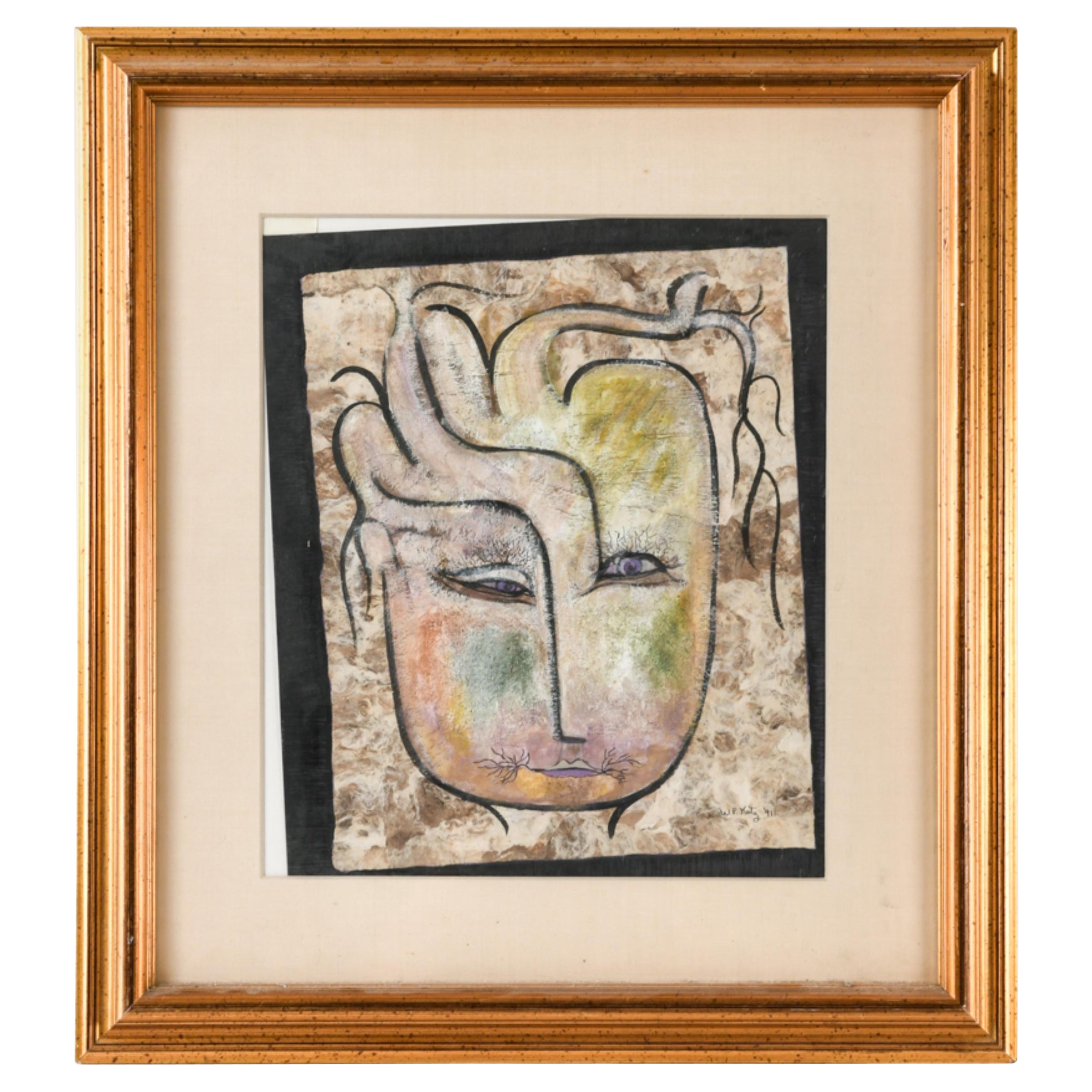 William P. Katz, „Die Dame des Waldes“, Mixed Media auf Papier, 1991