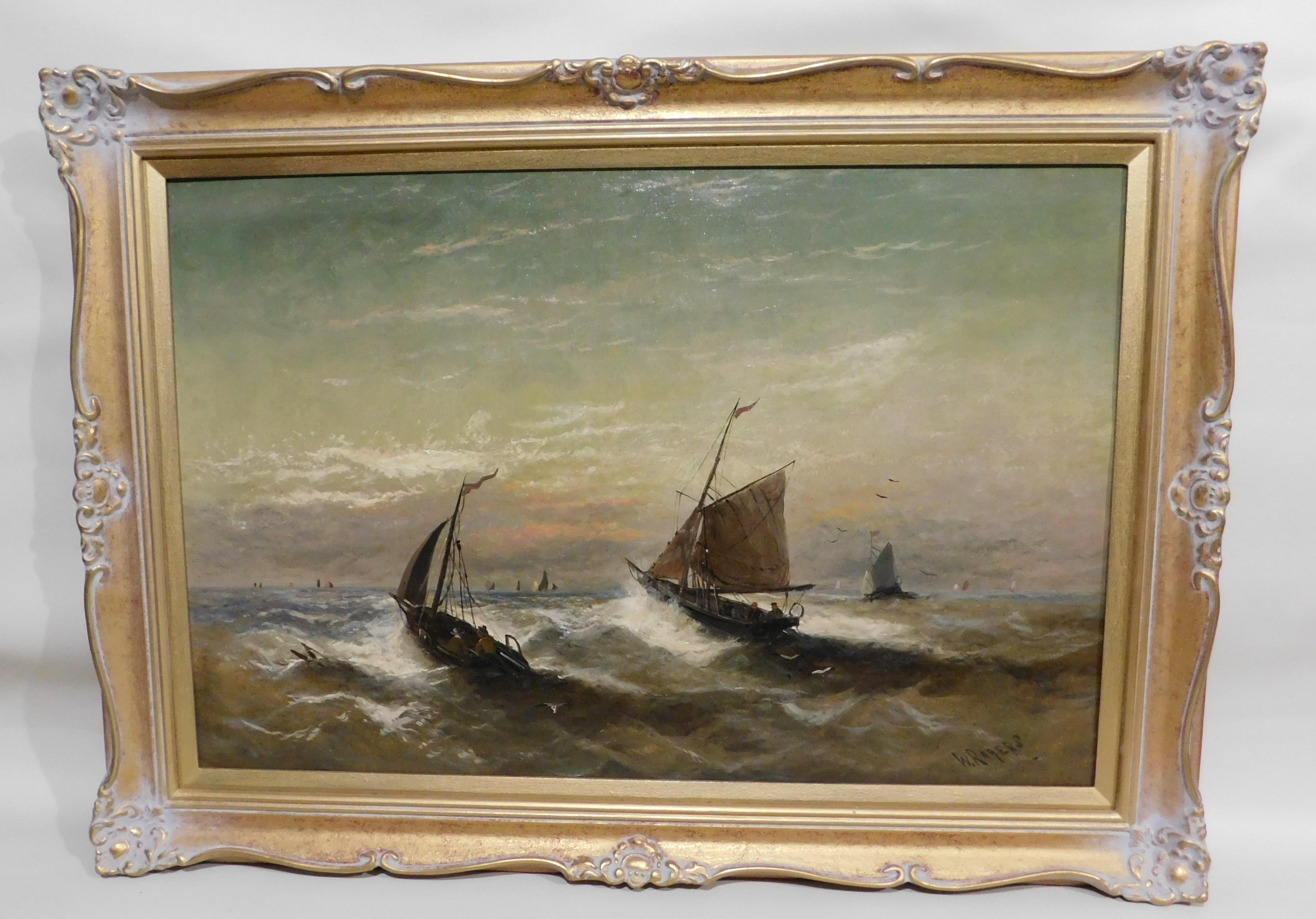 Framed oil on canvas, circa 1860s. 