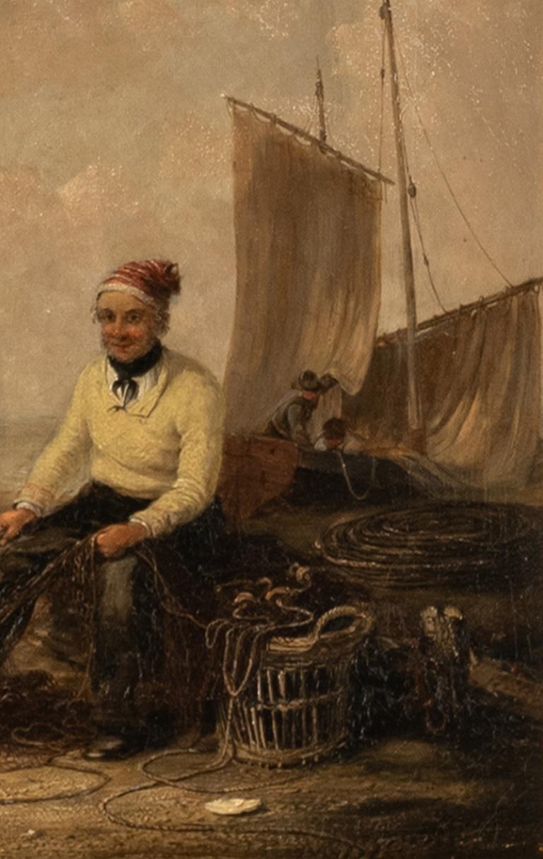 Antique Irish Oil Canvas Fishing Maritime Painting William P Rogers Dublin 1870 For Sale 4