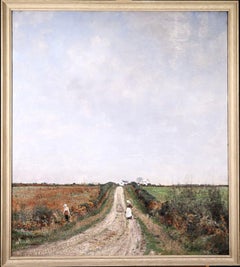 Gathering Wildflowers - Impressionist Oil, Figures in Landscape by WPA Wells