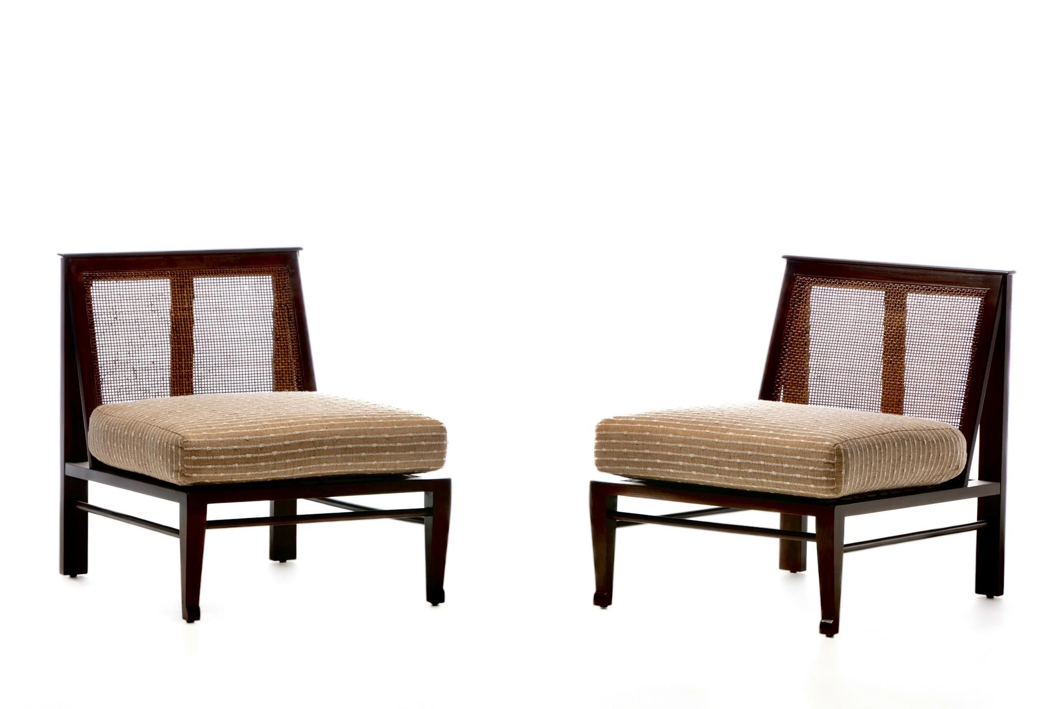 Americano Sedie Thebes di William Pahlmann con tappezzeria in lino ricamato, circa 1964 in vendita