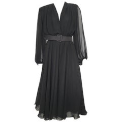 Used William Pearson 1980s Little Black Evening Dress Size 6.