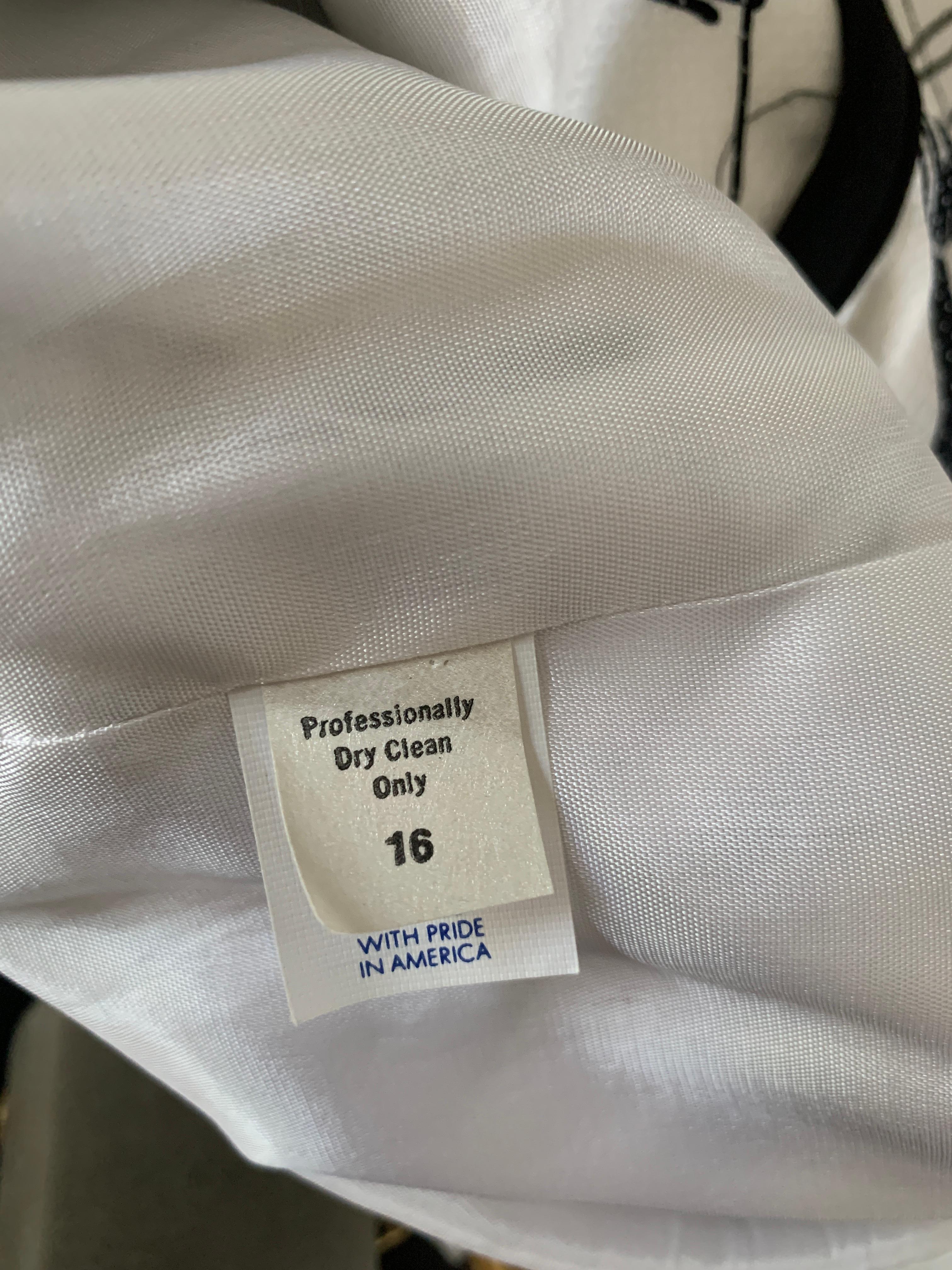 William Pearson Designer Kollektion Schwarz/Weiß Abstrakt Chemise Kleid Größe 16 im Angebot 5