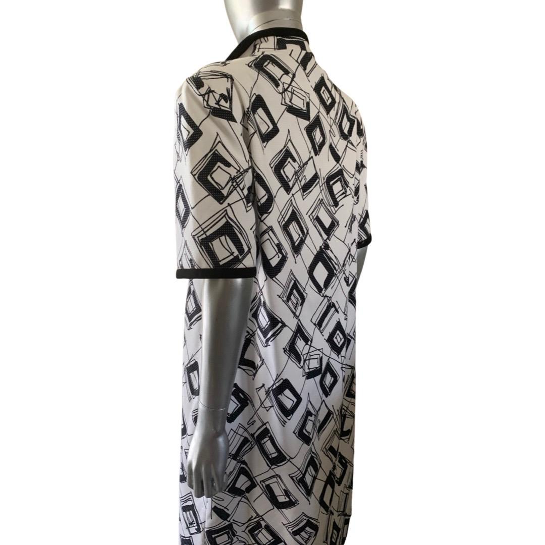 William Pearson Designer Kollektion Schwarz/Weiß Abstrakt Chemise Kleid Größe 16 im Zustand „Neu“ im Angebot in Palm Springs, CA