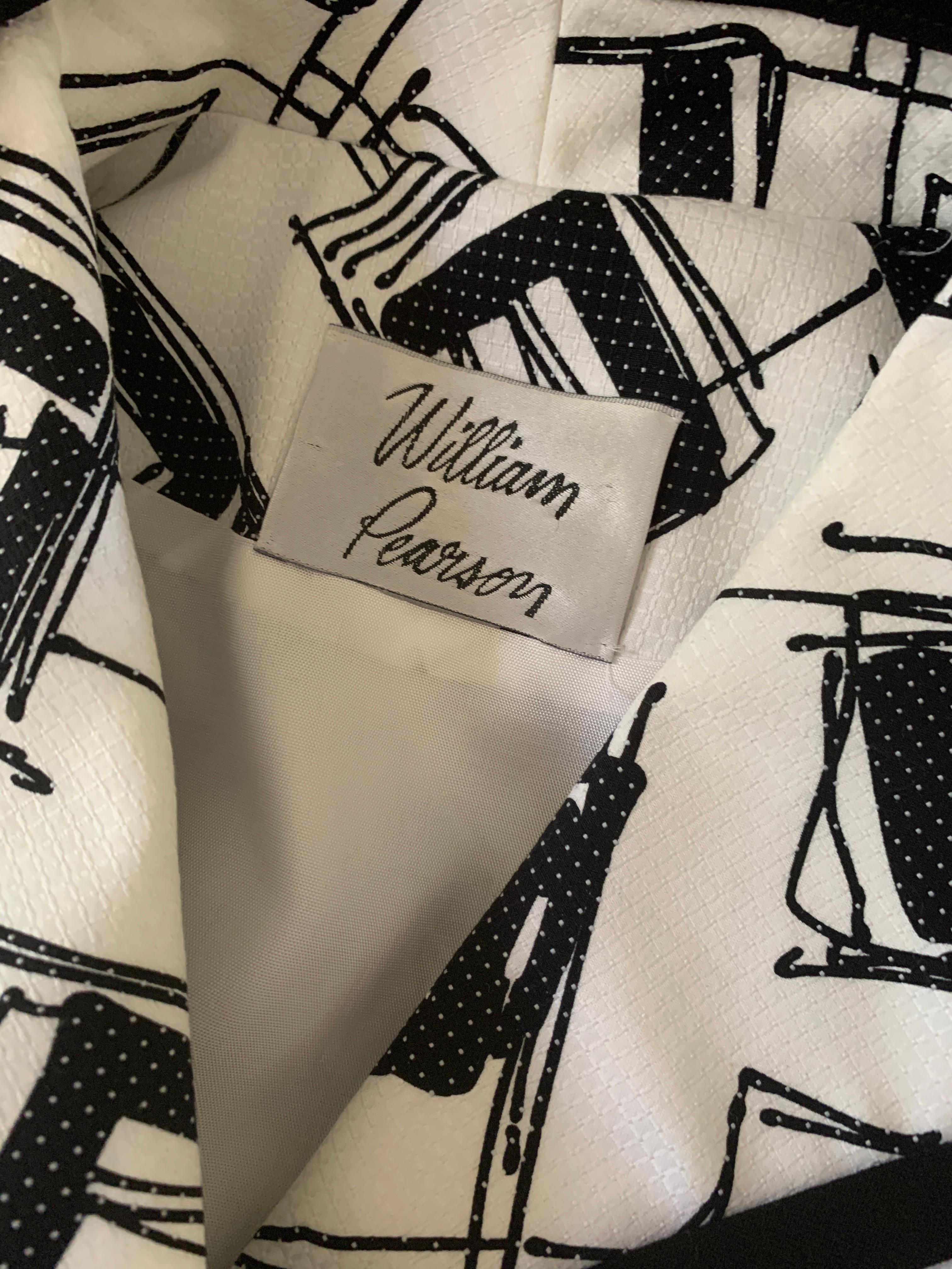 William Pearson Designer Kollektion Schwarz/Weiß Abstrakt Chemise Kleid Größe 16 im Angebot 4