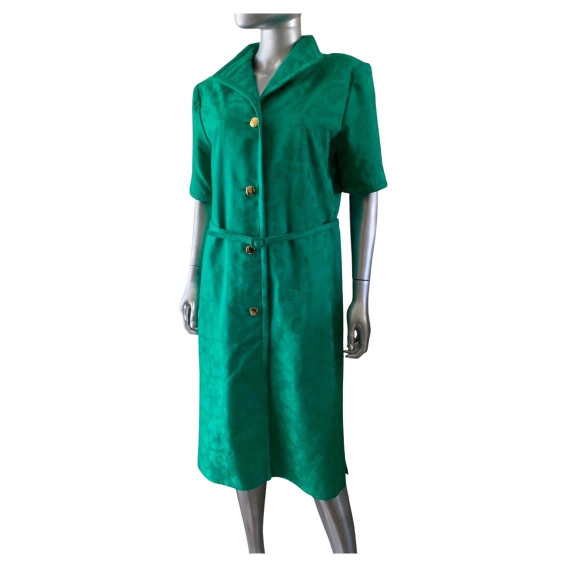William Pearson Designer Collection Grünes geblümtes Jacquard- Chemise-Kleid Größe 16