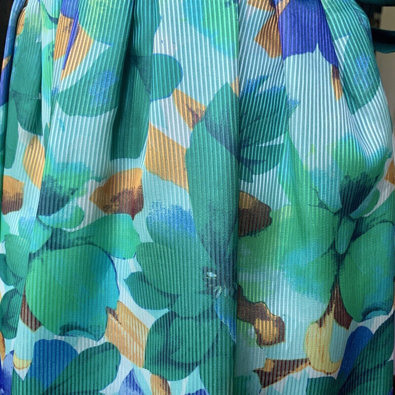 WILLIAM PEARSON Designer Vintage geblümtes grünes Kleid mit schulterfreiem Rüschen 8 im Angebot 6