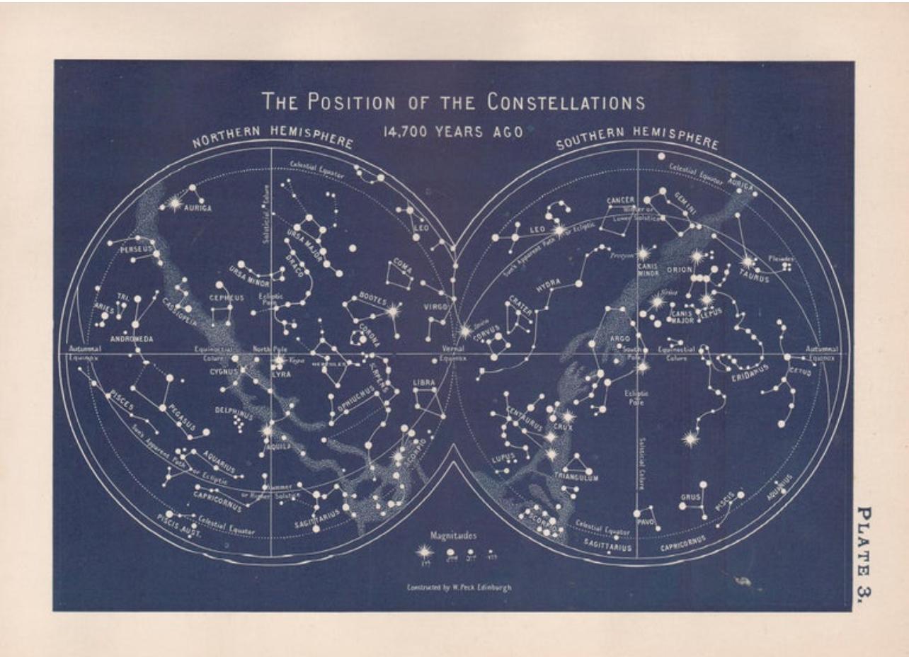 Four Antique Astronomy star constellation prints - Victorian Print by William Peck